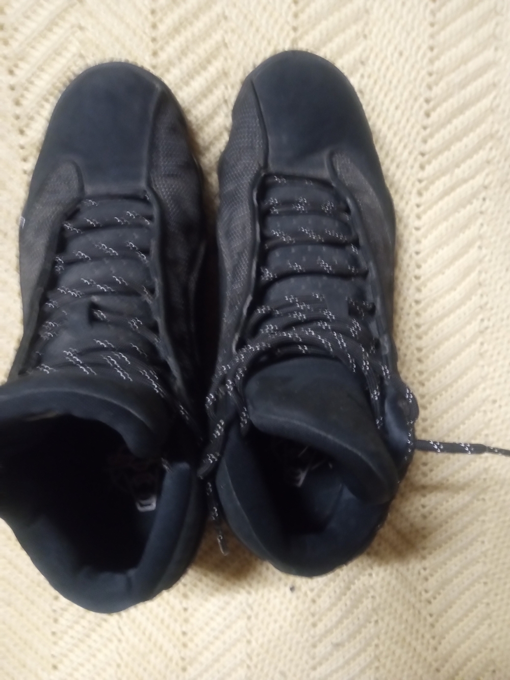 Jordan Men's Black High-Top Sneakers with Reflective Laces